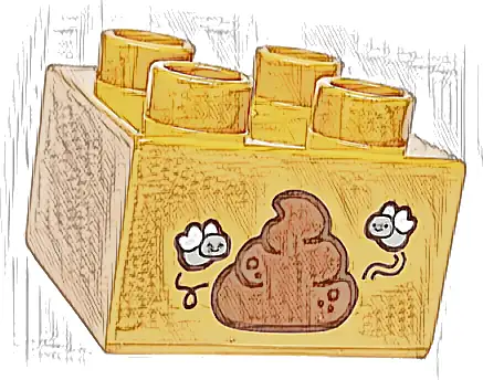 Duplo, Brick 2 x 2 with Reddish Brown Poop and Light Bluish Gray Flies Pattern