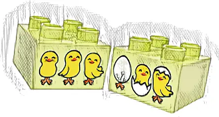 Duplo, Brick 2 x 2 with Chicks / Hatching Eggs Pattern