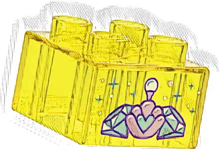 Duplo, Brick 2 x 2 with Metallic Light Blue Diamonds, Heart and Sparkles, and Metallic Pink Shell with Pearl Pattern