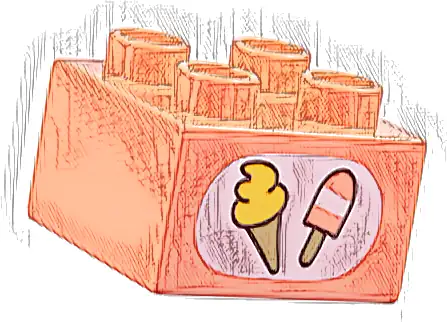 Duplo, Brick 2 x 2 with Ice Cream Cone and Popsicle in White Oval Pattern