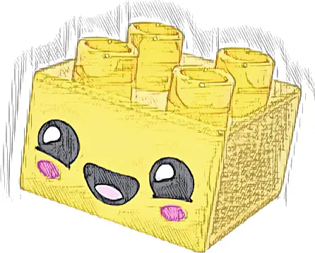 Duplo, Brick 2 x 2 with Face with Black Eyes, Lower Eyelids, Dark Pink Ovals on Cheeks, Open Mouth Smile with Bright Pink Tongue Pattern