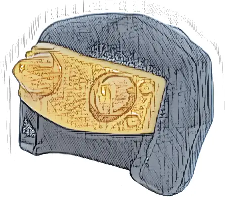 Minifigure, Headgear Ninjago Wrap / Hood Smooth with Molded Pearl Gold Armor Plate with Horns Pattern