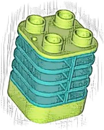 Duplo Brick 2 x 2 x 2 Ribbed - Center Flush with Edge with Molded Flexible Rubber Dark Turquoise Fins Pattern