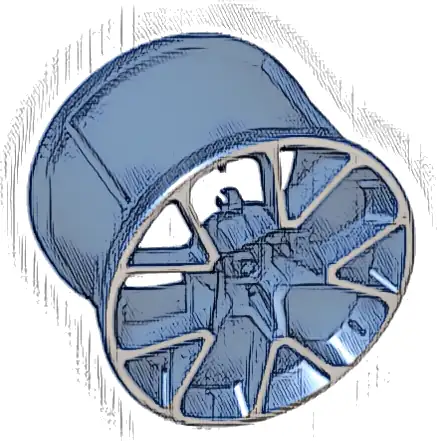 Wheel 62.3mm D. x 42mm Technic Racing Large with Silver Outline Pattern