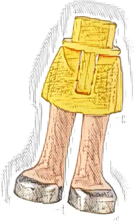 Mini Doll Hips and Skirt with Molded Light Nougat Legs and Printed Silver Open Top Shoes Pattern - Thin Hinge