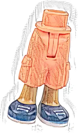 Mini Doll Hips and Trousers Cropped Large Pockets with Molded Medium Nougat Legs and Printed Dark Blue Shoes with White Laces and Soles Pattern - Thin Hinge