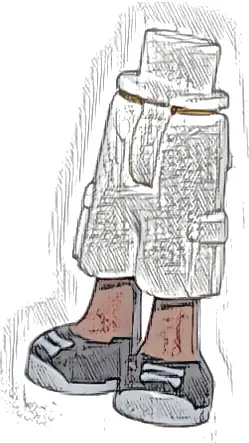 Mini Doll Hips and Trousers Cropped Large Pockets with Molded Reddish Brown Legs and Printed Black Shoes with Light Bluish Gray Laces and Soles Pattern - Thin Hinge