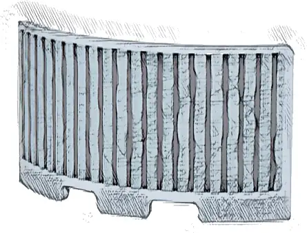 Panel 3 x 3 x 2 Corner Convex with Thin Black Wavy  Lines Pattern (Sticker) - Set 76437