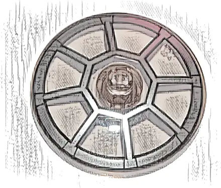 Dish 4 x 4 Inverted (Radar) with Open Stud with Silver Radial TIE Bomber / Fighter Cockpit Pattern