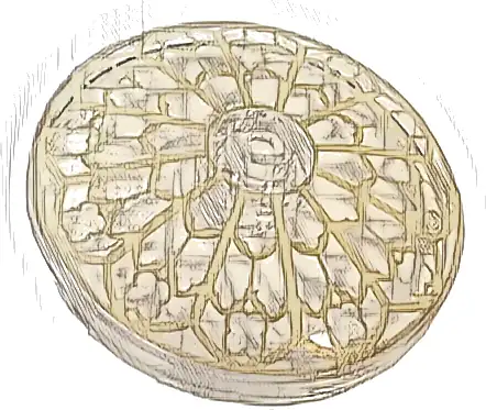 Dish 4 x 4 Inverted (Radar) with Open Stud with Tan Rose Window Pattern