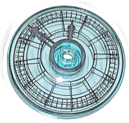 Dish 4 x 4 Inverted (Radar) with Open Stud with Black Clock Face Pattern