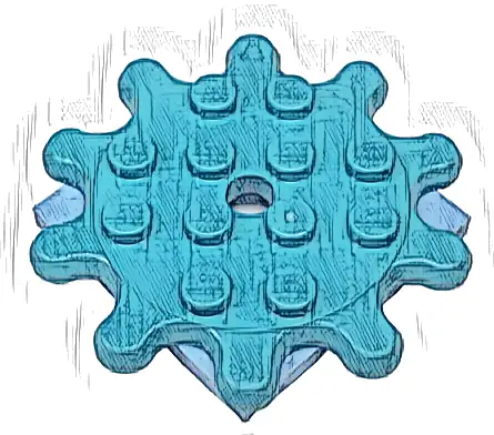 Turntable 4 x 4 x 2/3 Gear 10 Tooth with Bright Light Blue Square Base, Free-Spinning (35443 / 61485)