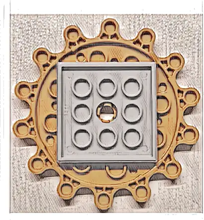 Turntable 6 x 6 x 2/3 Gear 14 Tooth with Light Bluish Gray Square Base, Free-Spinning (35446 / 61485)