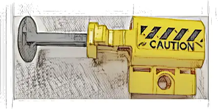 Projectile Launcher, Net Shooter with Dark Bluish Gray Firing Pin with Black and Yellow Danger Stripes and 'CAUTION' Pattern (Sticker) - Set 75926