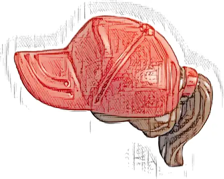 Minifigure, Hair Combo, Hair with Hat, Ponytail with Molded Red Ball Cap Pattern