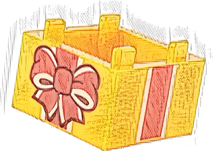 Container, Box 2 x 2 x 1 - Top Opening with Flat Inner Bottom with Red and White Gift Wrap Bow and Ribbon Pattern