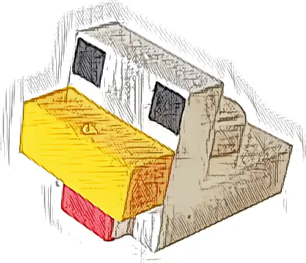 Creature Head Pixelated with Molded Bright Light Orange Beak and Printed Black Eyes and Red Wattle Pattern (Minecraft Chicken)