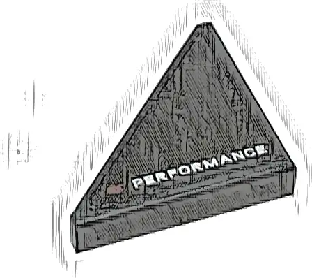 Tile, Modified 2 x 2 Triangular with Dark Red Capital Letter E and White 'PERFORMANCE' Pattern Model Right Side (Sticker) - Set 76909