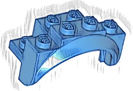 Vehicle, Mudguard 4 x 2 1/2 x 2 with Arch Round, Solid Studs, and Rounded Legs