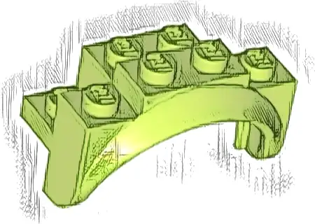 Vehicle, Mudguard 4 x 2 1/2 x 2 with Arch Round, Solid Studs, and Rounded Legs