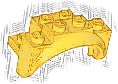 Vehicle, Mudguard 4 x 2 1/2 x 2 with Arch Round, Solid Studs, and Rounded Legs