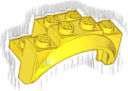Vehicle, Mudguard 4 x 2 1/2 x 2 with Arch Round, Solid Studs, and Rounded Legs