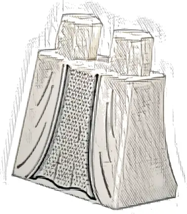 Lower Body, Skirt with Light Bluish Gray Wrinkles and Center Panel with Silver Dots Pattern