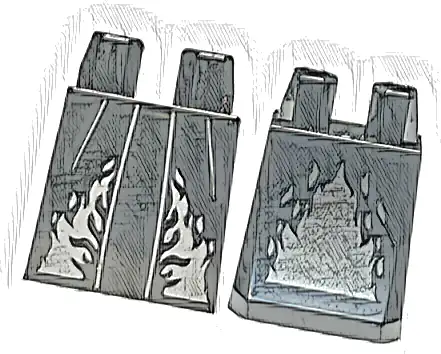 Lower Body, Skirt with Robe Ends with Dark Silver Flames Pattern