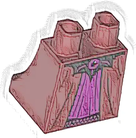 Lower Body, Skirt with Robe Ends, Black Trim and Belt, Magenta Panel Pattern