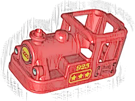 Duplo, Train Steam Engine Cabin 4 x 8 x 3 1/2 with Yellow No. 925 Pattern