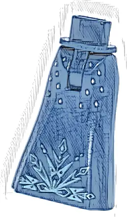 Mini Doll Hips and Skirt Full Length with Metallic Light Blue Snowflake and Silver Diamonds Pattern - Thin Hinge