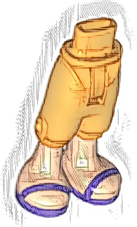 Mini Doll Hips and Trousers Cropped with Light Nougat Legs and Dark Purple Sandals with Straps Pattern - Thin Hinge