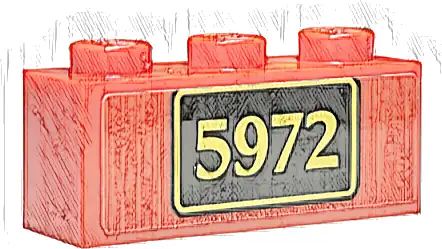 Brick 1 x 3 with Gold '5972' and Border on Black Background Pattern (Sticker) - Set 76423