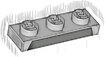 Plate 1 x 3 with Black Trapezoid Pattern