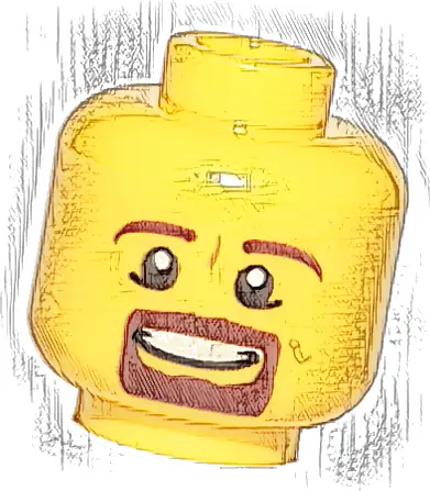 Minifigure, Head Male Brown Beard and Eyebrows, Goatee, Pupils, Teeth Pattern