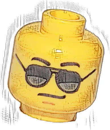 Minifigure, Head Glasses with Black and Silver Sunglasses, Medium Nougat Chin Dimple, Smirk Pattern