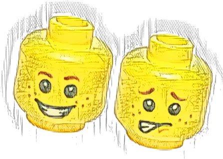 Minifigure, Head Dual Sided Child Small Reddish Brown Eyebrows and Freckles, Open Mouth Smile with Teeth / Worried Pattern
