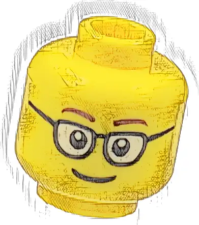 Minifigure, Head Glasses Rounded with Brown Thin Eyebrows, Smile Pattern