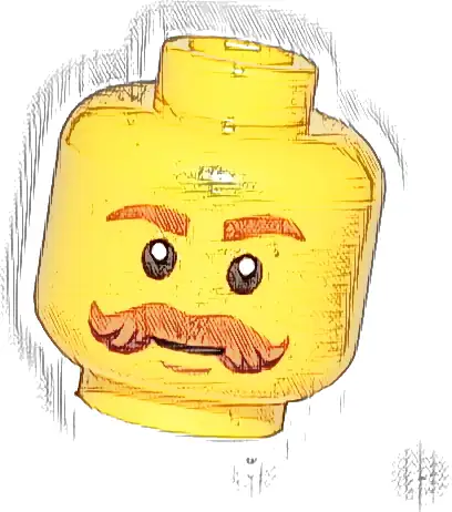 Minifigure, Head Dark Orange Eyebrows and Bushy Moustache Pattern