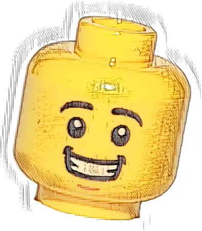 Minifigure, Head Black Eyebrows, Medium Nougat Chin Dimple, Open Mouth Smile with Teeth Pattern