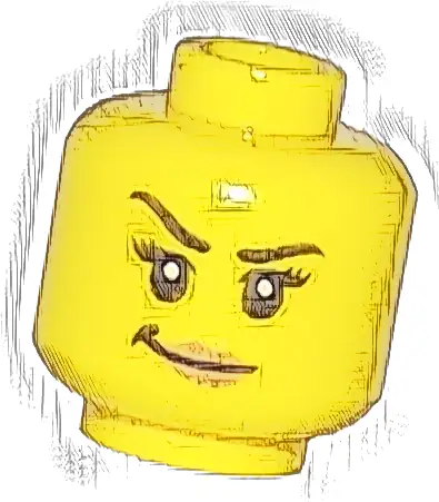Minifigure, Head Female Black Eyebrows, Right Raised, Eyelashes, Nougat Lips, Smirk Pattern