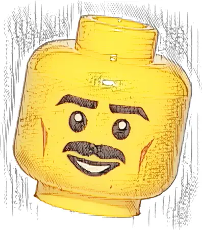 Minifigure, Head Black Eyebrows and Thick Moustache, Nougat Cheek Lines, Open Mouth Smile with Teeth Pattern