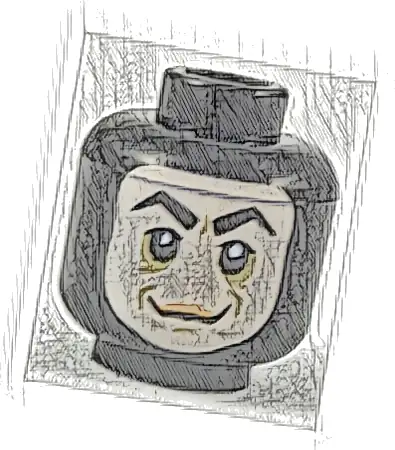 Minifigure, Head Balaclava with Face Hole, Thick Arched Eyebrows and Smirk Pattern (Screenslaver)