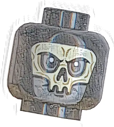 Minifigure, Head Alien with White HP Death Eater Skull Mask Pattern