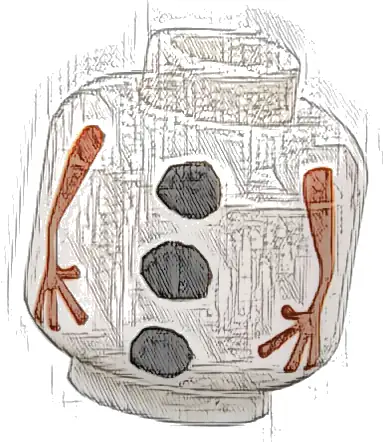 Minifigure, Head without Face with Snowman Reddish Brown Stick Arms and Black Coal Buttons Pattern (Frozen Olaf Body)