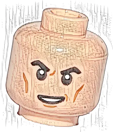 Minifigure, Head Black Eyebrows, Medium Nougat Cheek Lines, Lopsided Open Mouth Pattern
