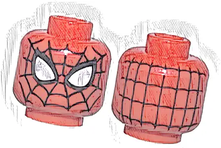 Minifigure, Head Alien with Spider-Man Black Webbing and Large White Eyes Pattern