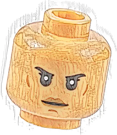 Minifigure, Head Female Black Eyebrows, Dark Orange Lips, Cheek Lines and Chin Dimple, Neutral Pattern