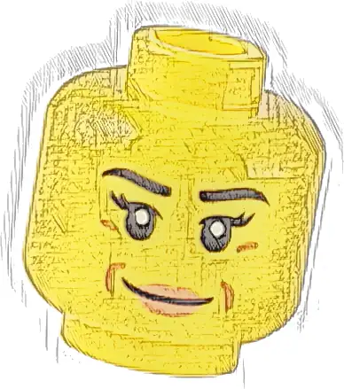 Minifigure, Head Female Black Eyebrows, Eyelashes, Medium Nougat Dimples, Nougat Lips, Grin Pattern