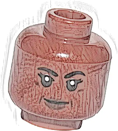 Minifigure, Head Female Black Eyebrows and Eyelashes, Dark Brown Lips, and Closed Mouth Smile Pattern